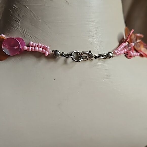 Colorful Long 36"  Round MOP Shell Chip Necklace - Rainbow Sherbet - Picture 6 of 8